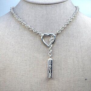 VTH BGE Sterling Silver "Love Always" Heart Lariat Y Necklace Size 18" Length